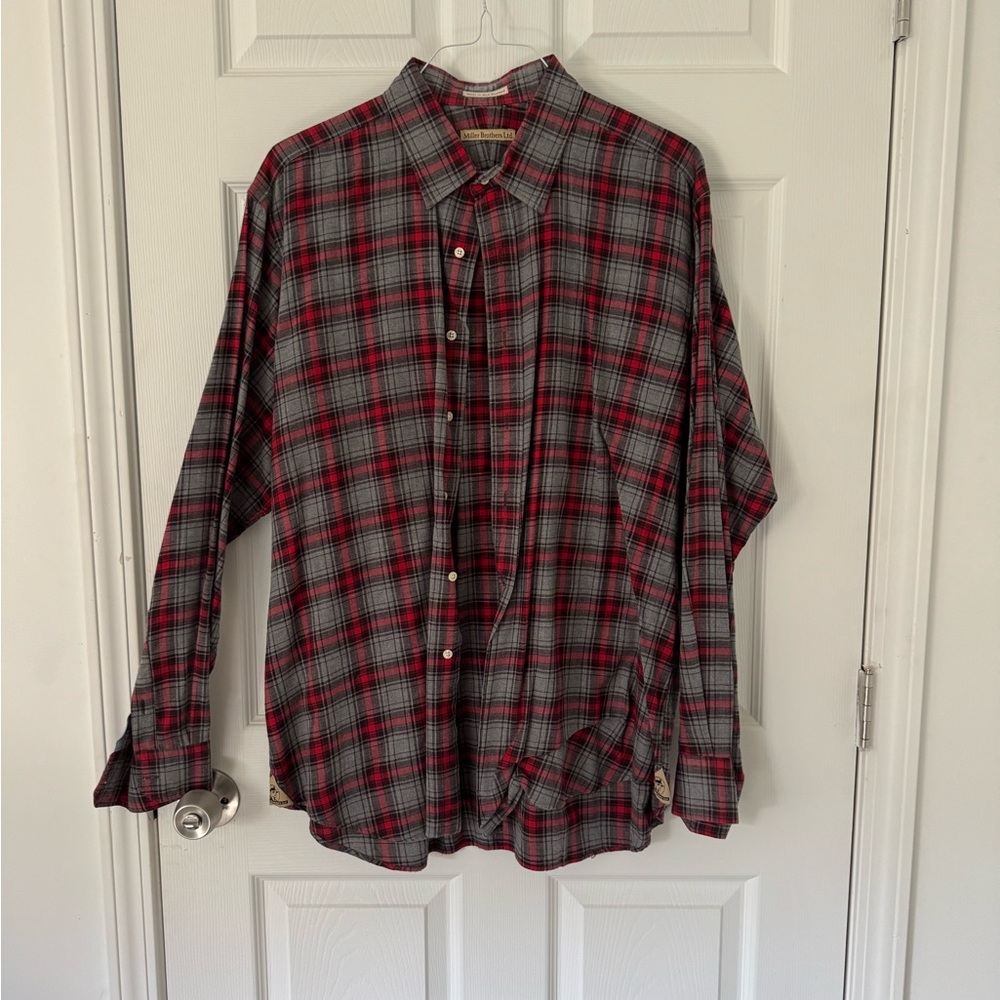 Classic Red and Gray Plaid Men's Shirt